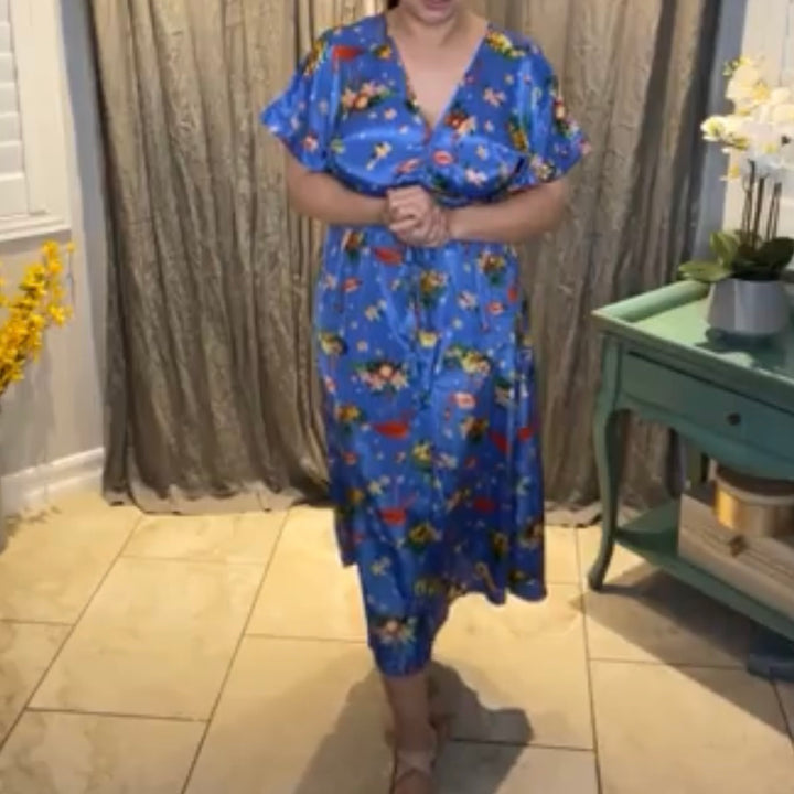 Vestido Azul Flamingos Pina