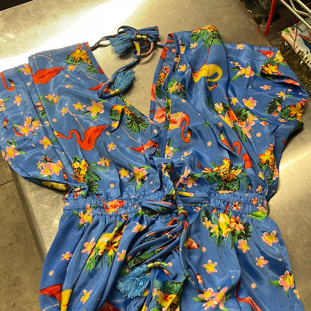 Vestido Azul Flamingos Pina